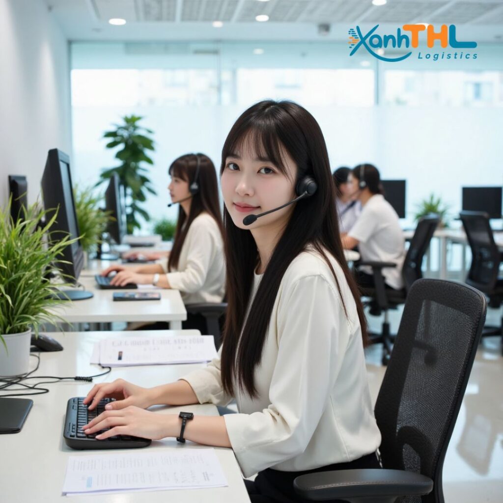 Nhân viên Xanh THL Logistics tư vấn khách hàng gửi bánh Trung thu đi EU nhanh chóng và an toàn