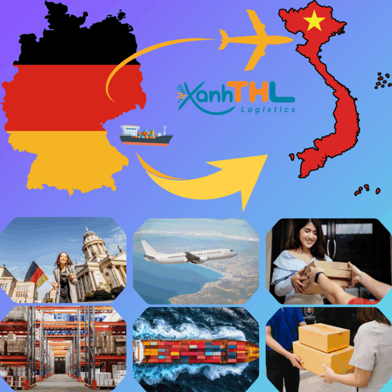 Bản đồ vận chuyển hàng từ Đức về Việt Nam bằng đường bay và đường biển cùng Xanh THL Logistics – dịch vụ giao nhanh, an toàn và tiết kiệm.