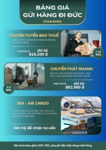 Bảng giá gửi hàng đi Đức 2025 – Dịch vụ chuyên tuyến bao thuế, chuyển phát nhanh, Sea Air Cargo từ Xanh THL Logistics.