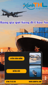 Máy bay và tàu biển minh họa cho bảng giá gửi hàng đi Châu Âu 2025 của Xanh THL Logistics – Dịch vụ vận chuyển bao thuế, Express, hàng cồng kềnh, khối lượng lớn.